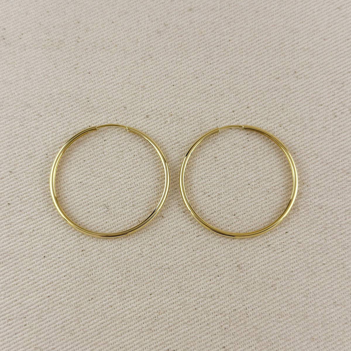 18k Gold Filled Hollowed Endless Continuous Hoop Earrings: Hoop 40mm