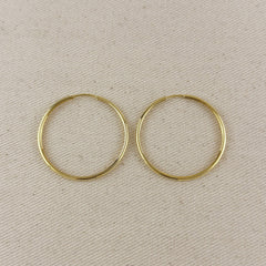 18k Gold Filled Hollowed Endless Continuous Hoop Earrings: Hoop 40mm