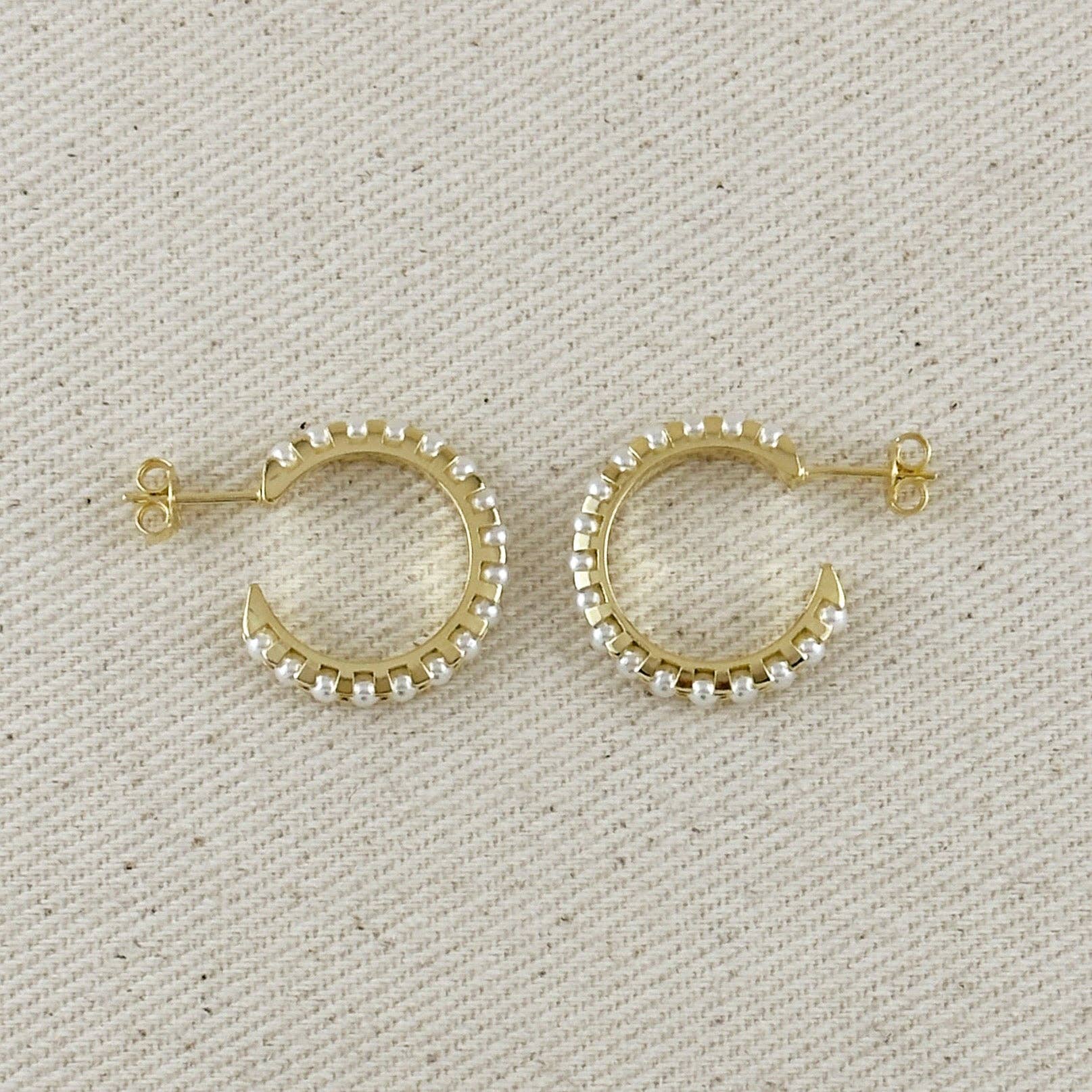 18k Gold Filled 22mm Pearl C-Hoop Earrings