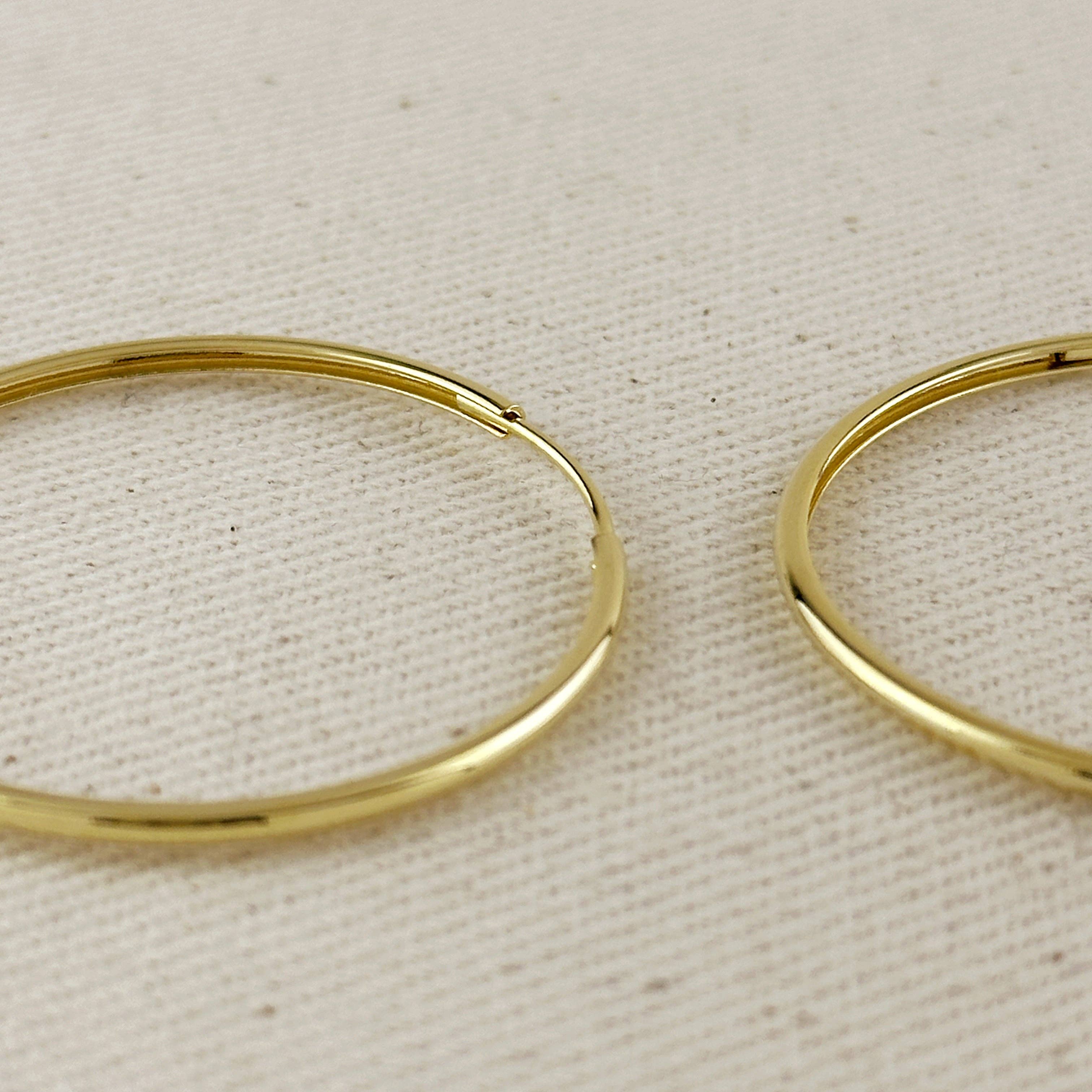 18k Gold Filled Hollowed Endless Continuous Hoop Earrings: Hoop 40mm