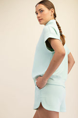 Modal Scuba Quarter-Zip Short Sleeve Top