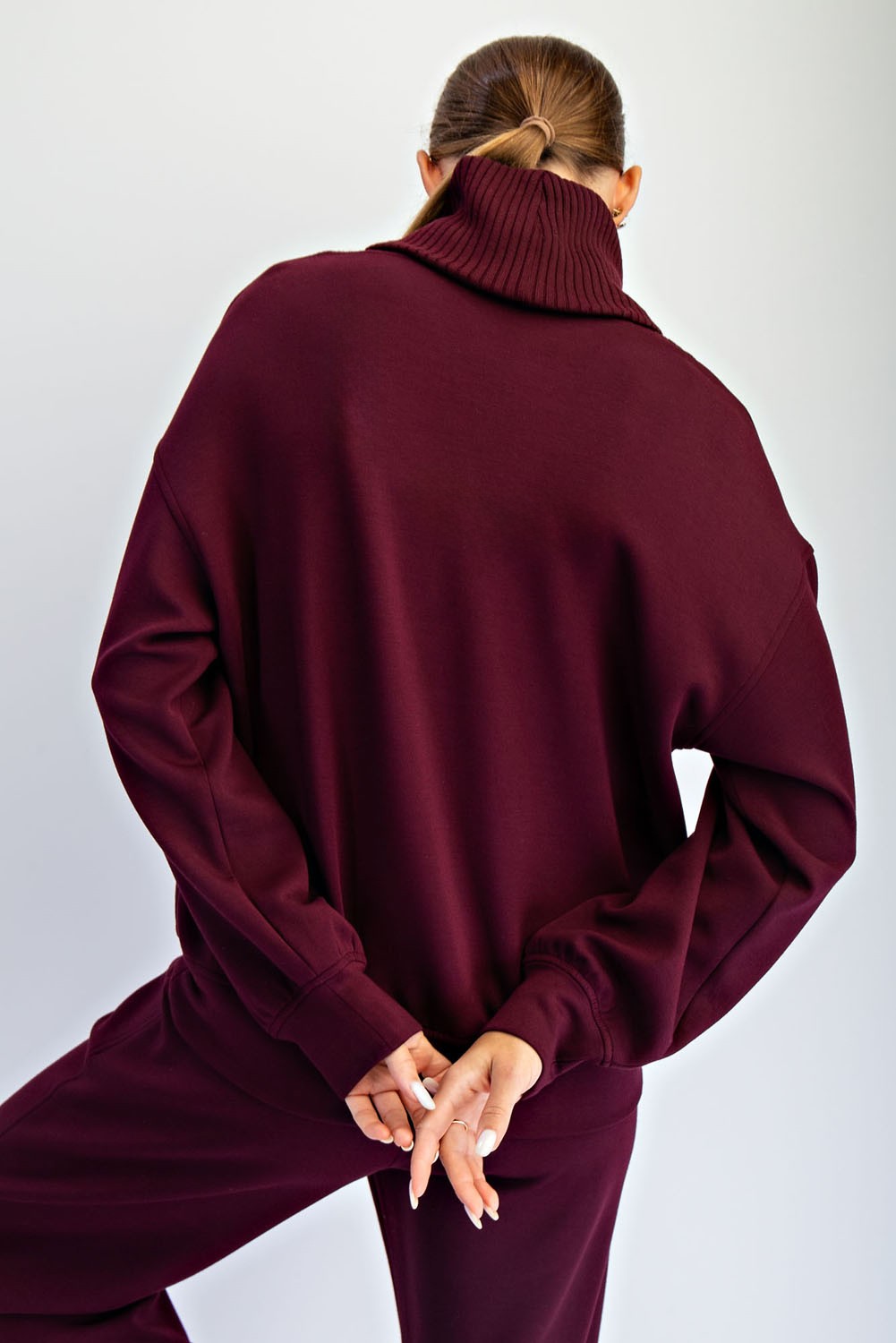 Modal Scuba V-Neck Turtleneck Top