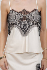CONTRAST LACE SATIN TANK TOP