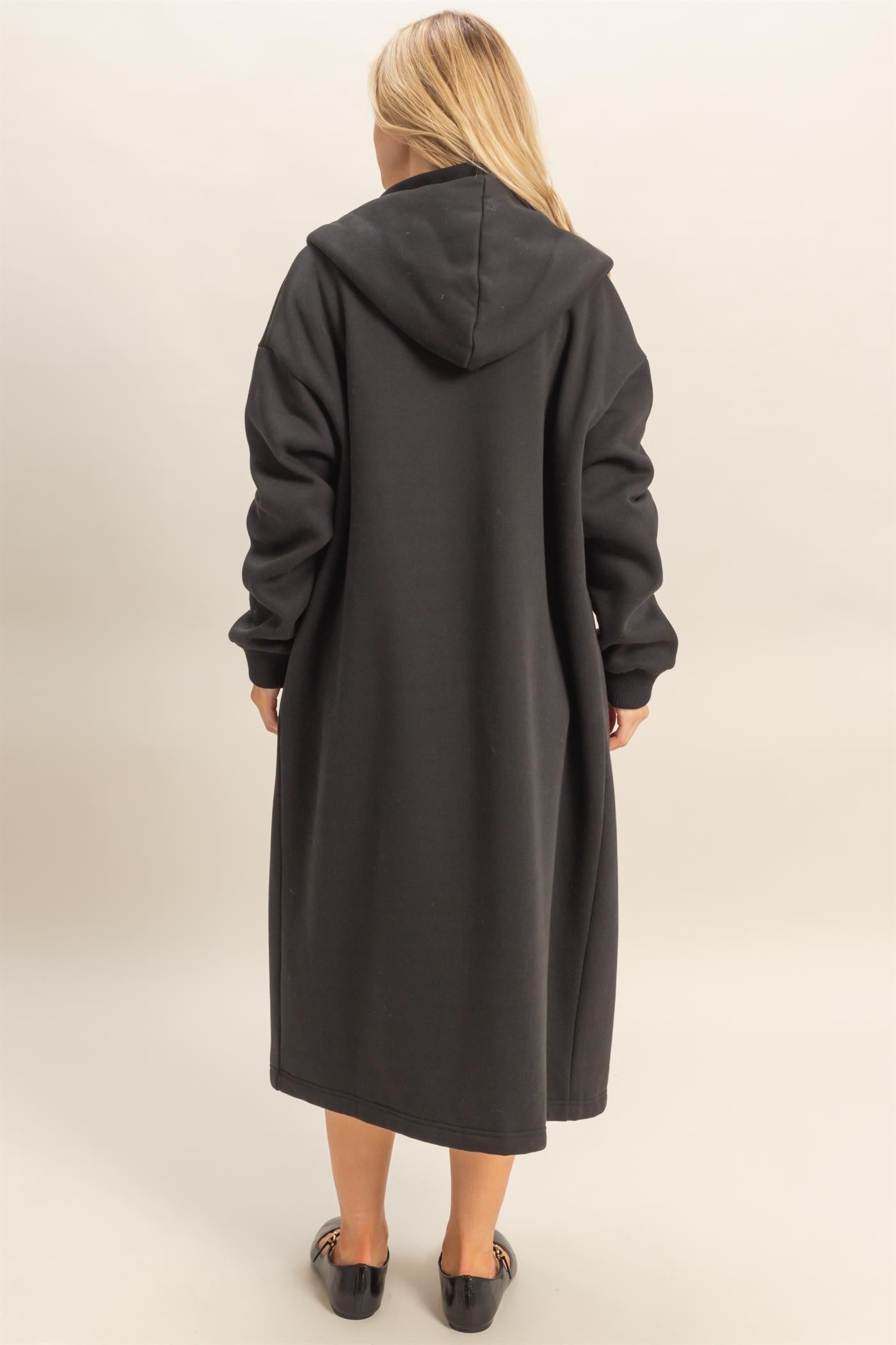 Longline Hooded Sweatshirt Coat