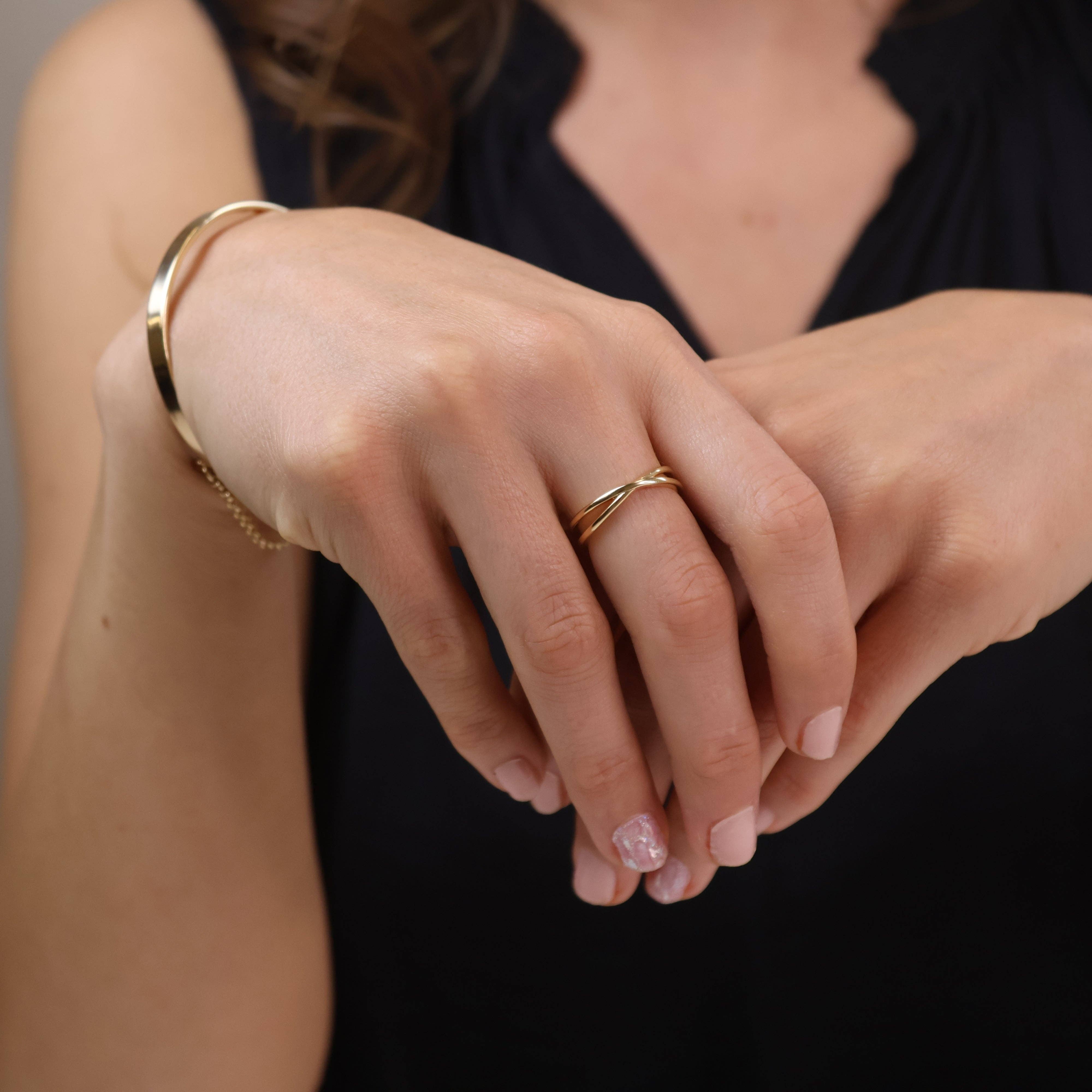 18k Gold Filled X Ring: 6