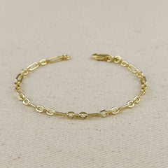18K Gold Filled 3x1 Alternated Paperclip Bracelet: 6.5 inches