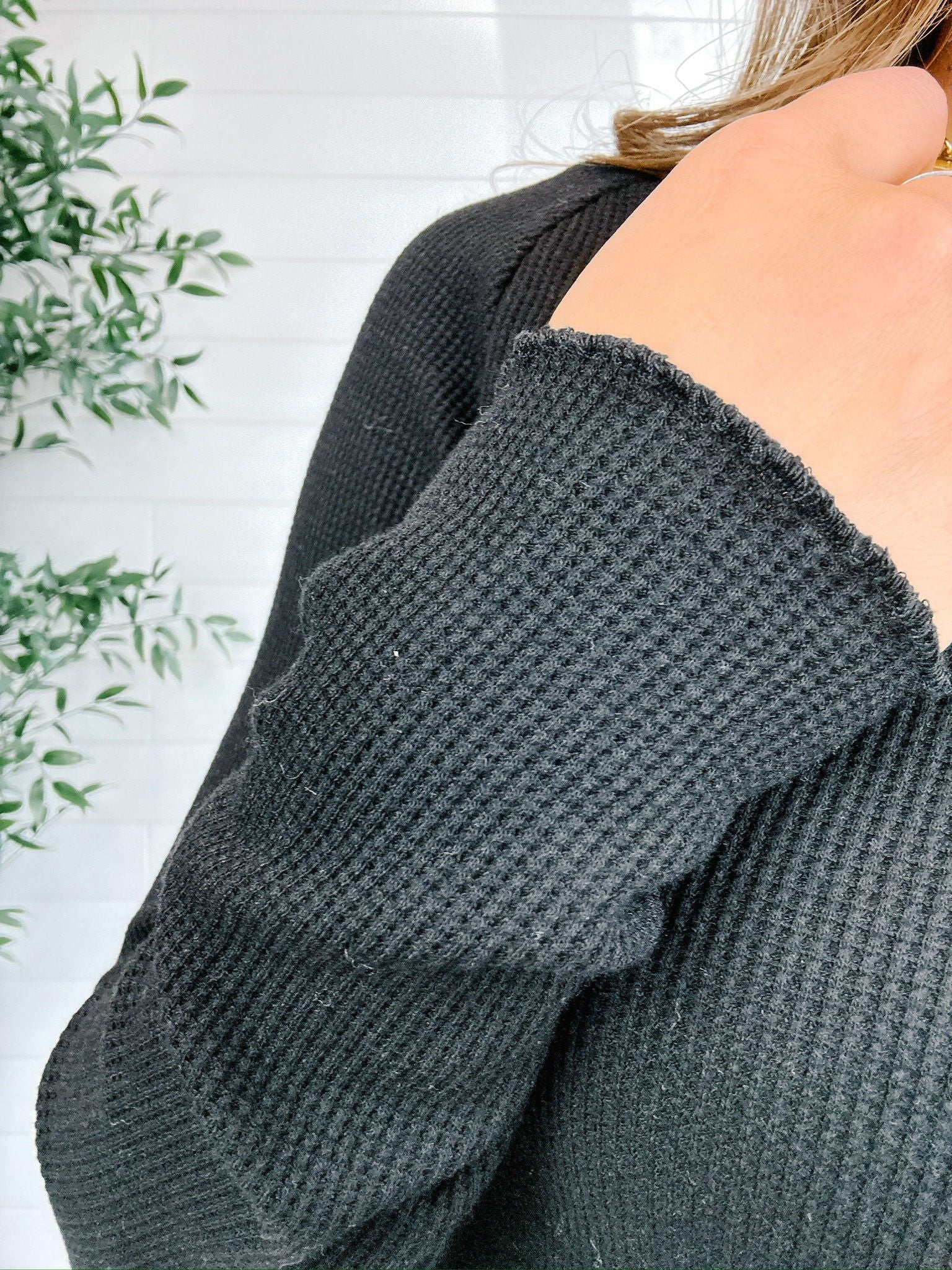 Mac and Me Waffle Rib Long Sleeve Top
