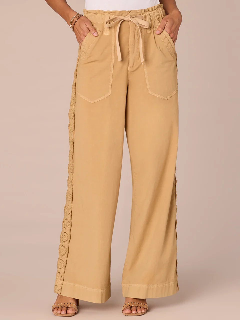 Paper Bag Waist Utility Wide Leg Pants with Waist Tie