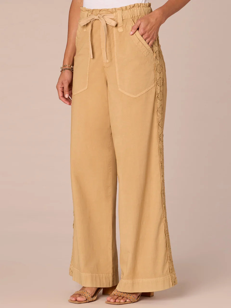 Paper Bag Waist Utility Wide Leg Pants with Waist Tie