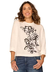 Embroidered Dolman Sleeve Knit Top