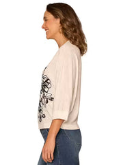 Embroidered Dolman Sleeve Knit Top