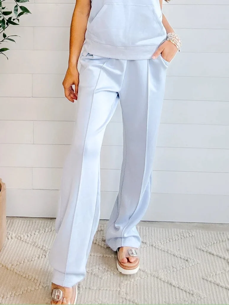 Comfy Wide Leg Pants with Contrast Piping