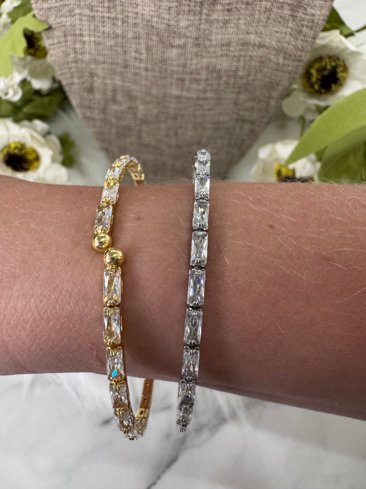 Dainty Emerald Cut Easy Wrap Bracelet