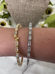 Dainty Emerald Cut Easy Wrap Bracelet