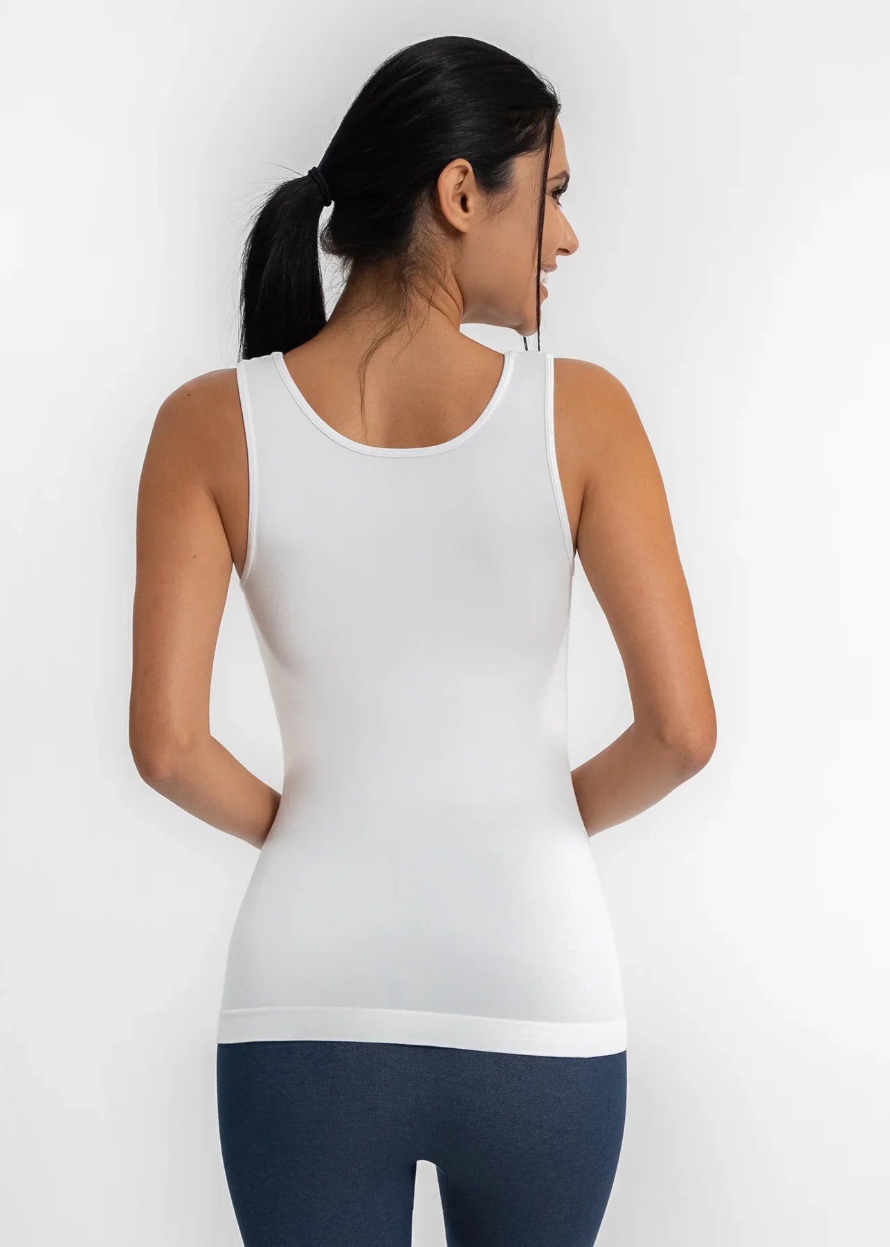 Reversible High Neck Top with Scoop Back