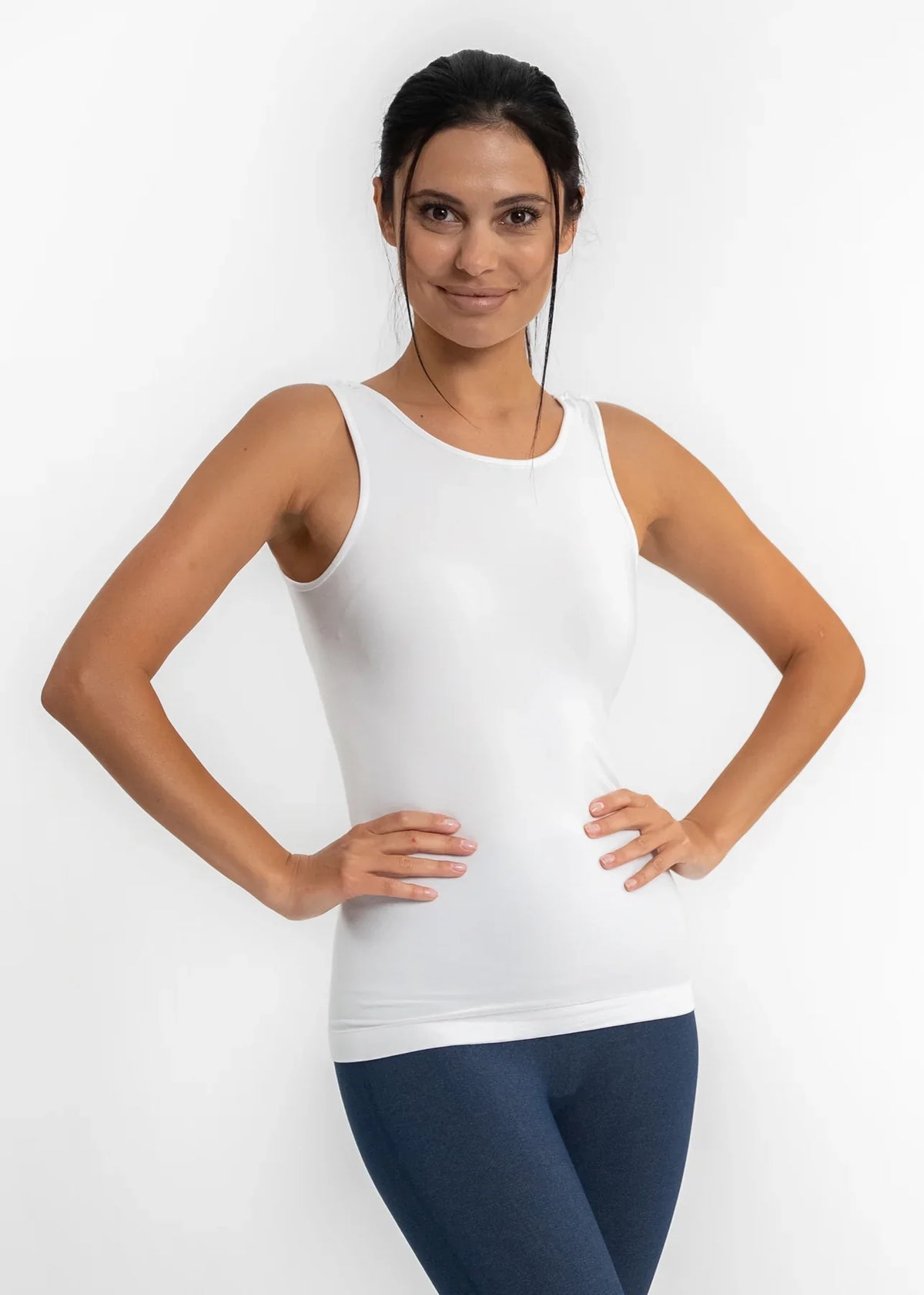 Reversible High Neck Top with Scoop Back