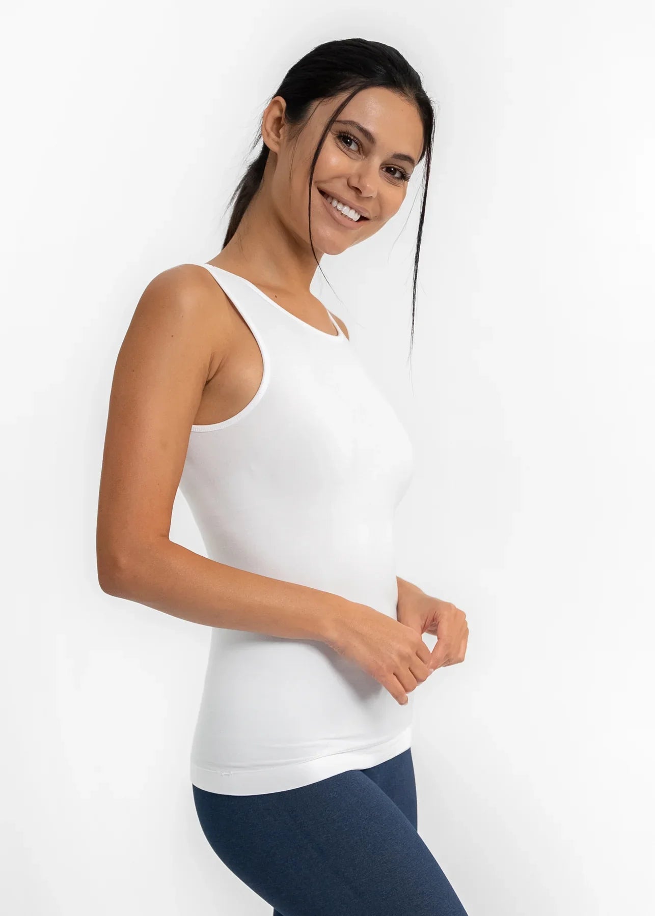 Reversible High Neck Top with Scoop Back