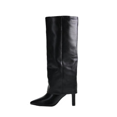 Black Knee-High Pointed Toe Boots