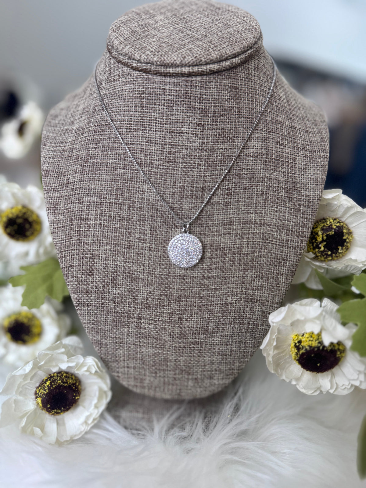 Pavé Couture Disk Necklace