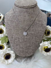 Pavé Mini Disk Pendant Necklace