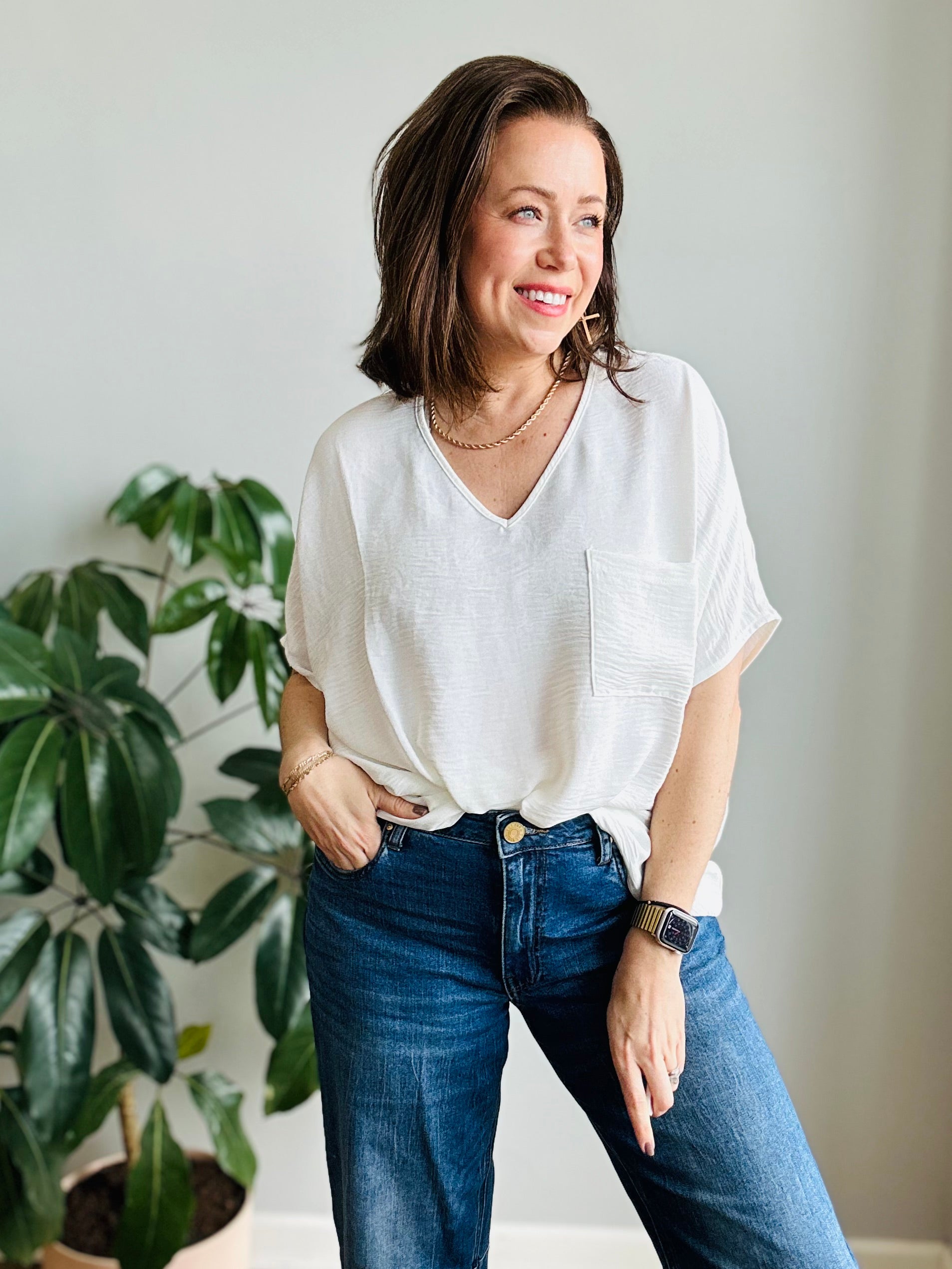 Flowy Dolman Sleeve V-Neck Top