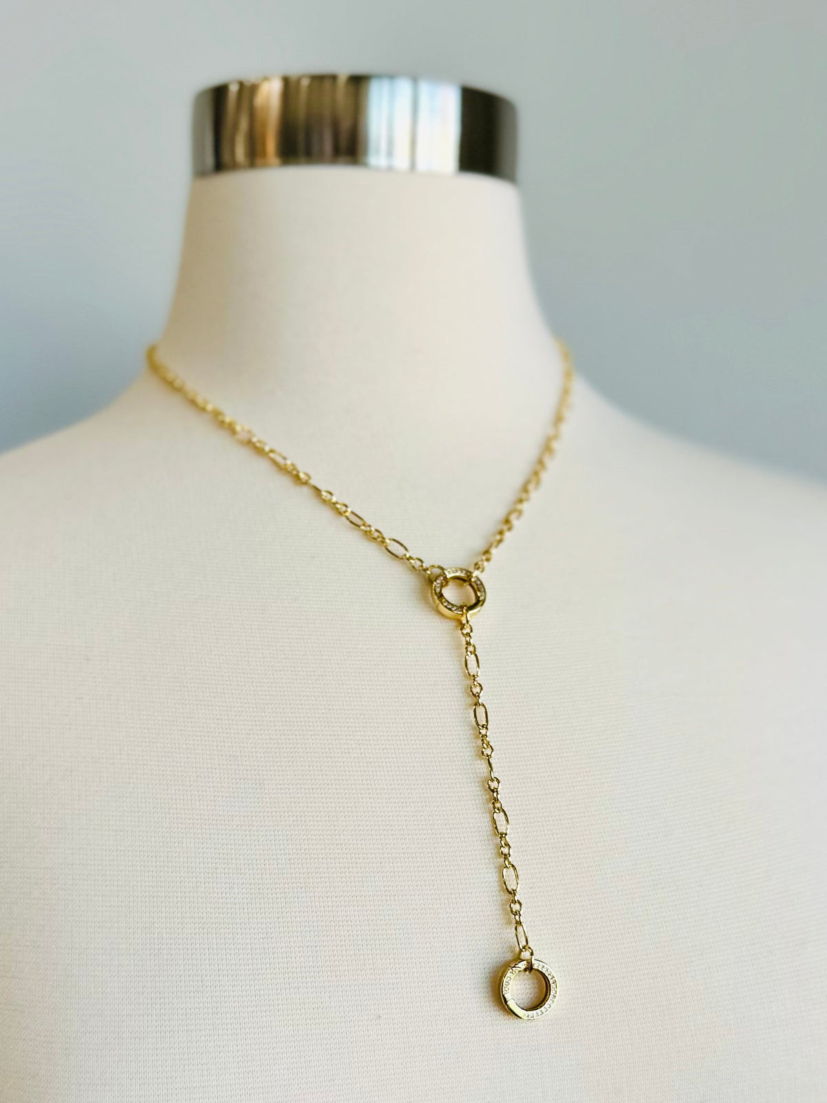 Hannah Lariat Hoop Charm Necklace