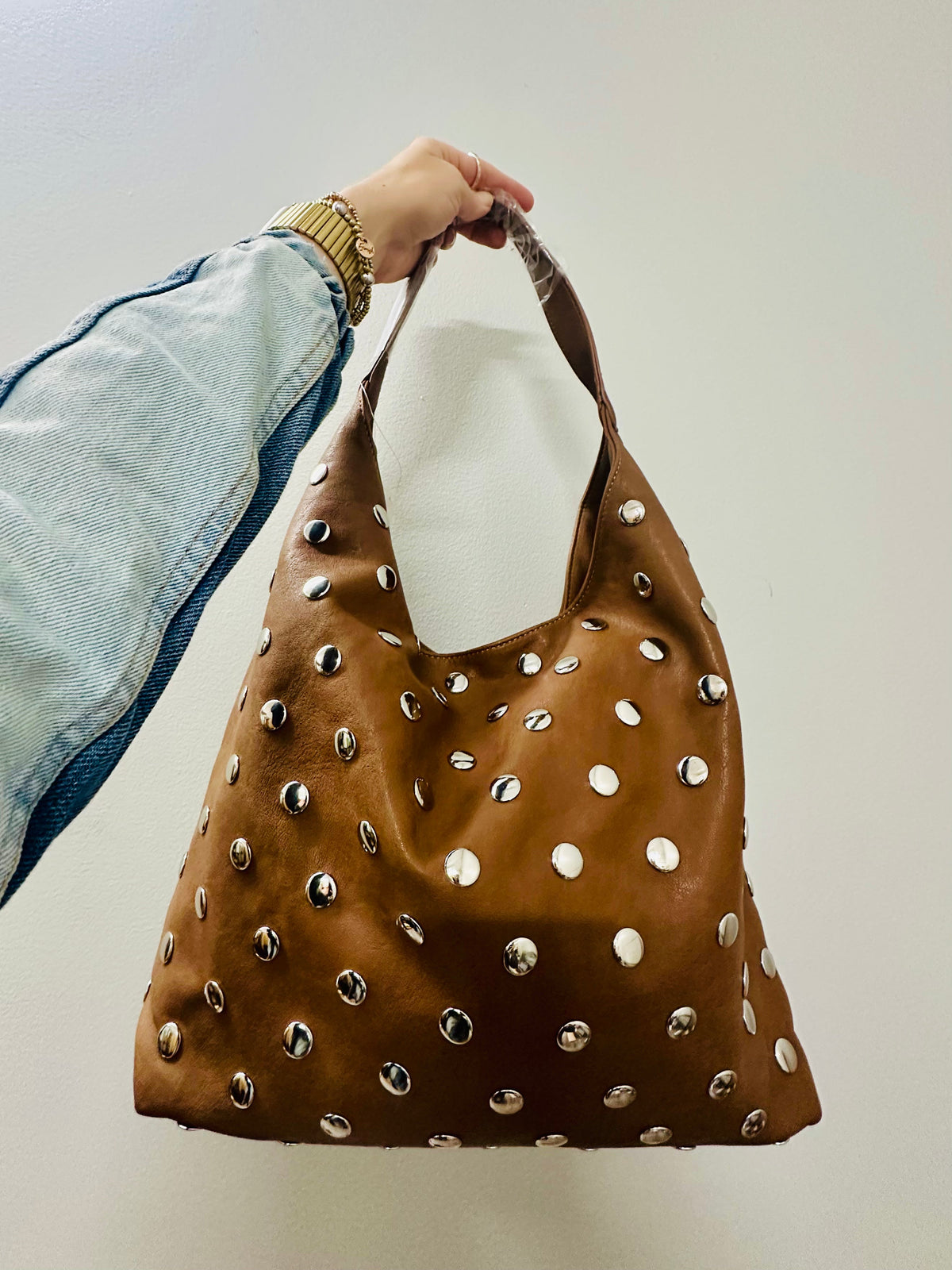 Rebel Luxe Studded Shoulder Bag