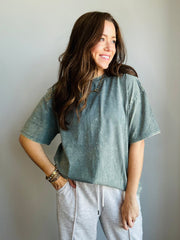 Mineral Wash Oversized Tee – Ash Jade