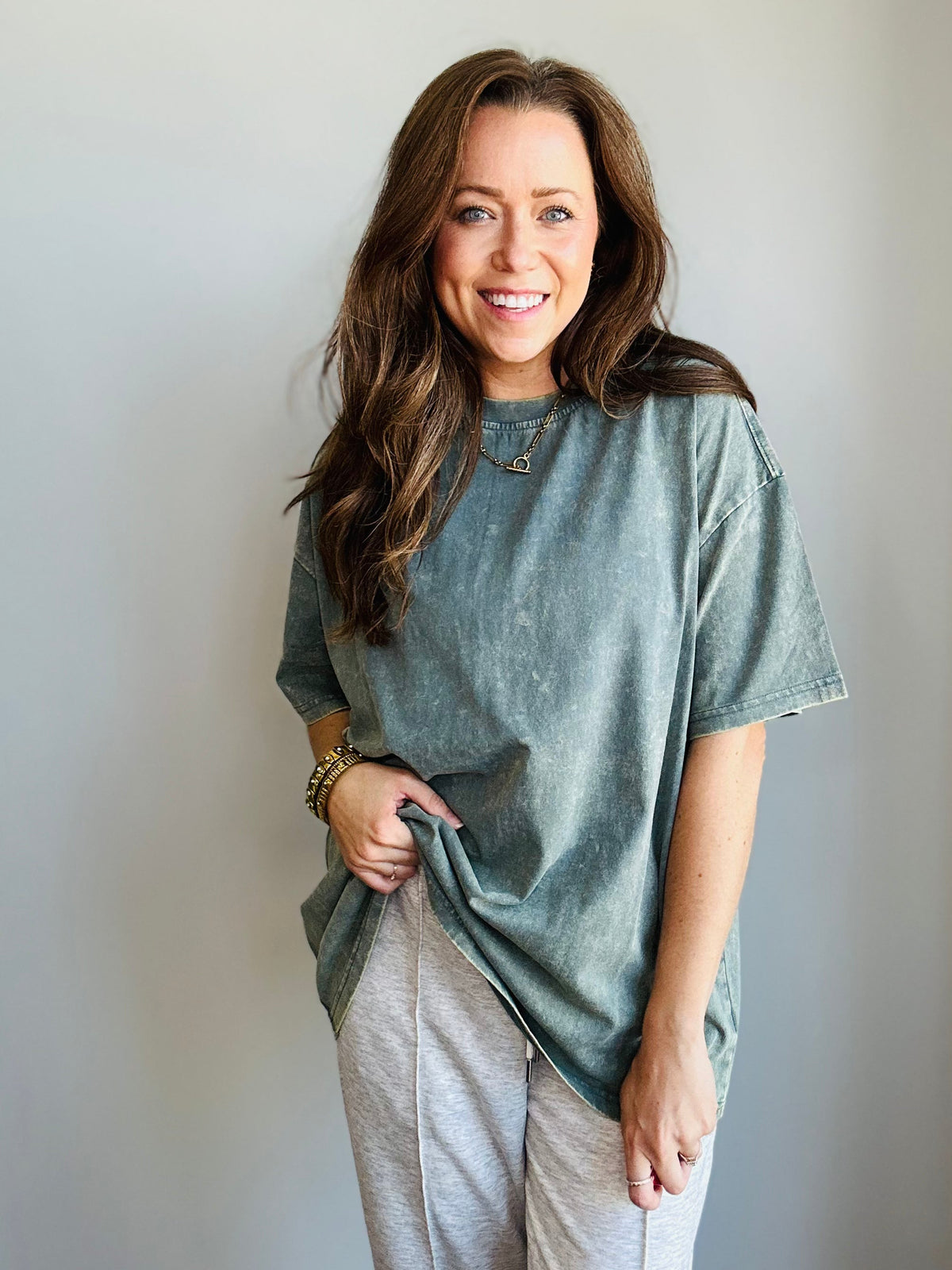 Mineral Wash Oversized Tee – Ash Jade