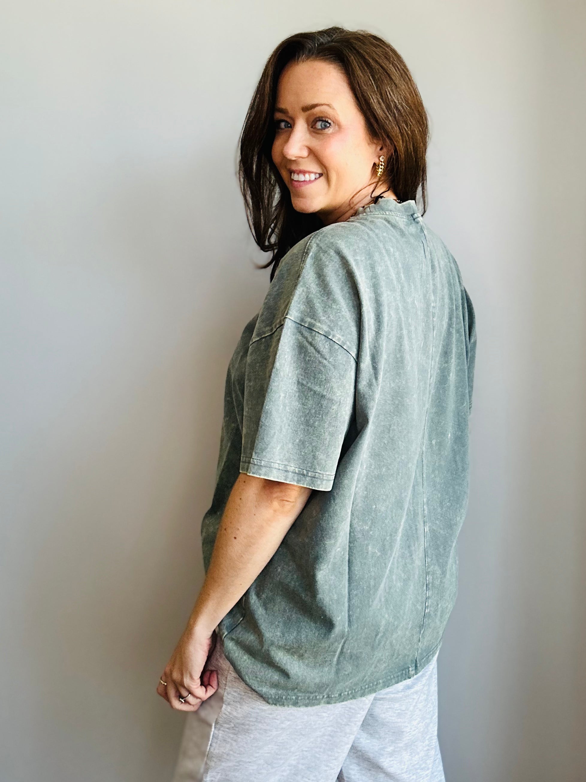 Mineral Wash Oversized Tee – Ash Jade