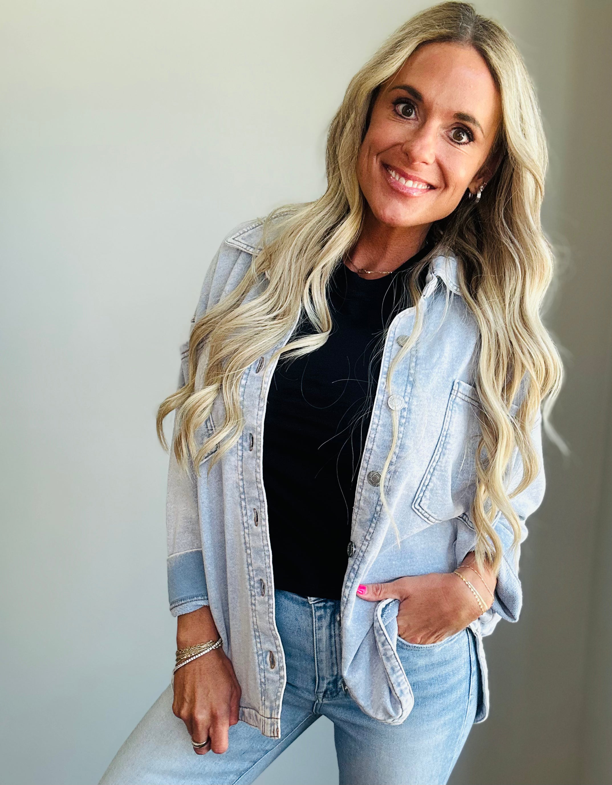 Oversized Light Wash Denim Shirt – Effortless Everyday Style
