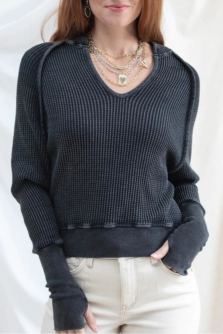 Mac & Me Cotton Waffle Knit Pullover