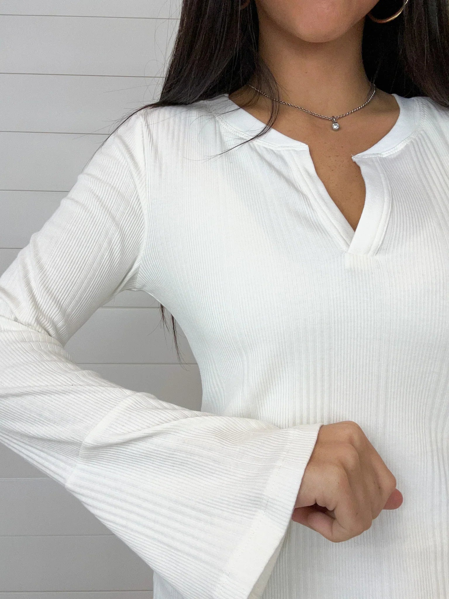 Mac and Me Bell Sleeve Ribbed Top