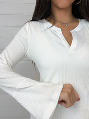 Mac and Me Bell Sleeve Ribbed Top