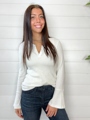 Mac and Me Bell Sleeve Ribbed Top