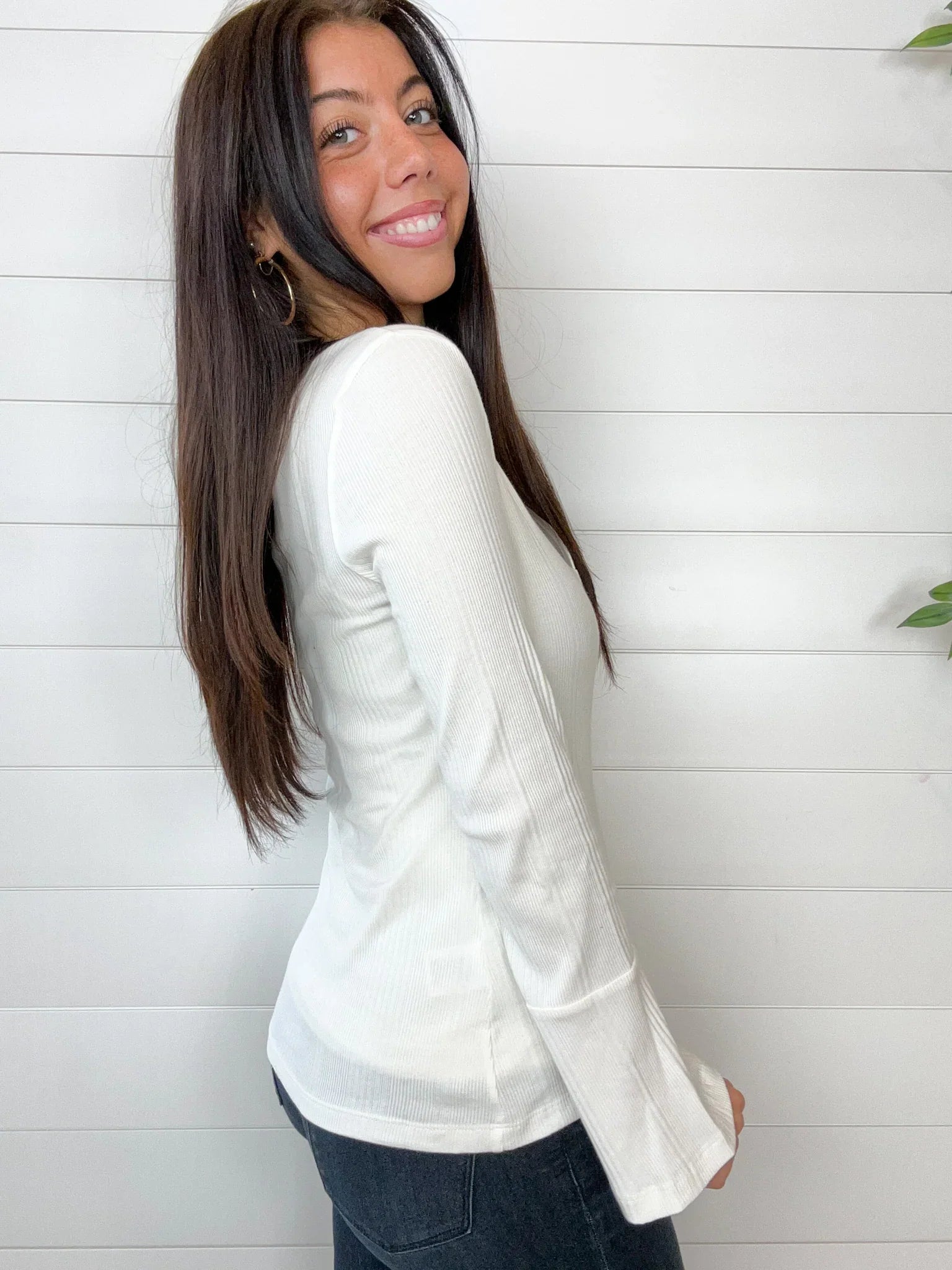 Mac and Me Bell Sleeve Ribbed Top