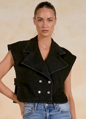 Denim Button Up Vest