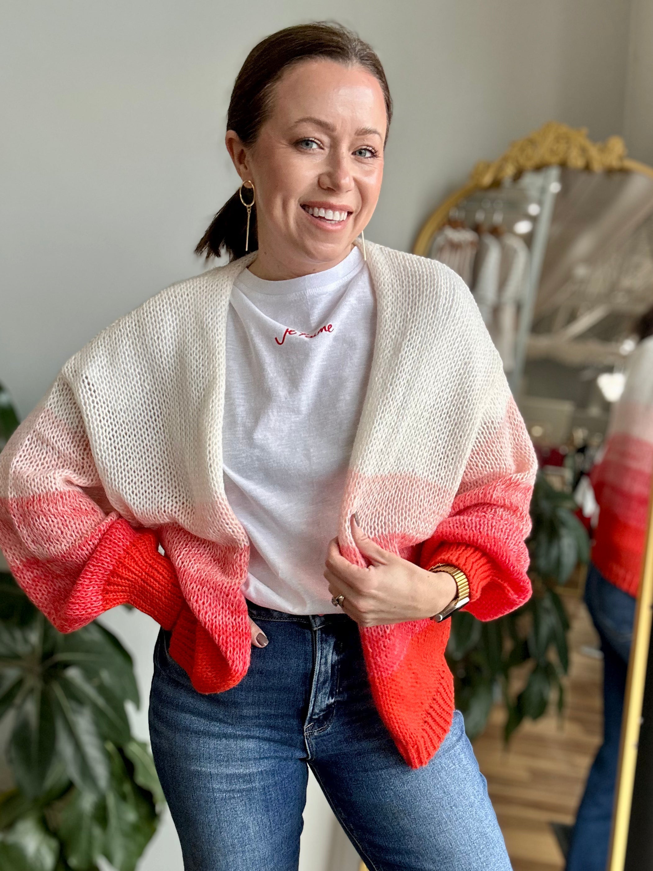 Ombre Knit Cardigan Sweater