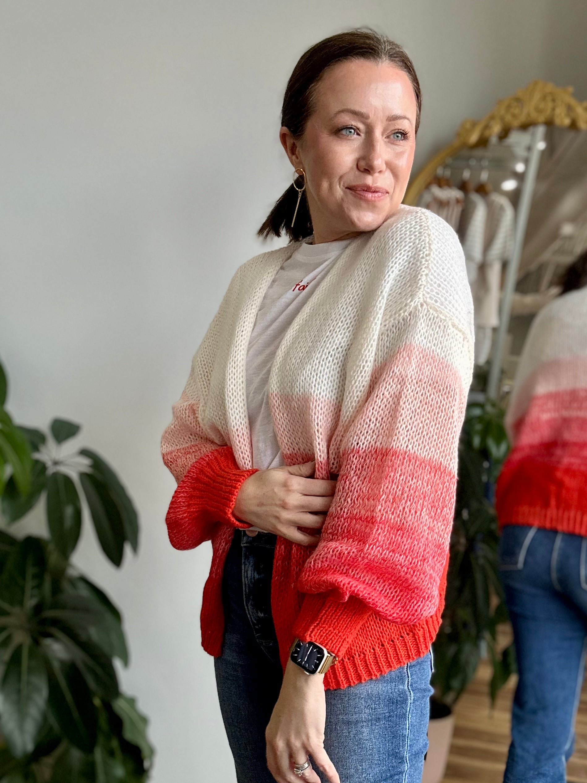Ombre Knit Cardigan Sweater