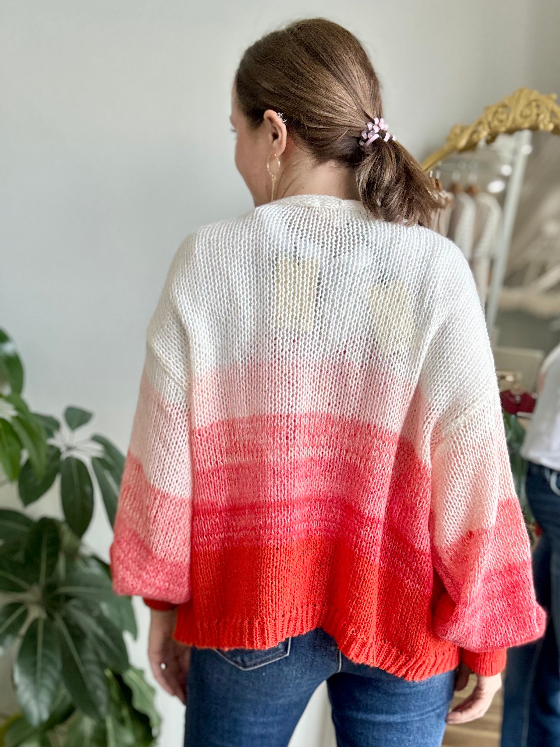 Ombre Knit Cardigan Sweater