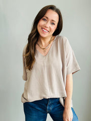 Elegant V-Neck Dolman Sleeve Top