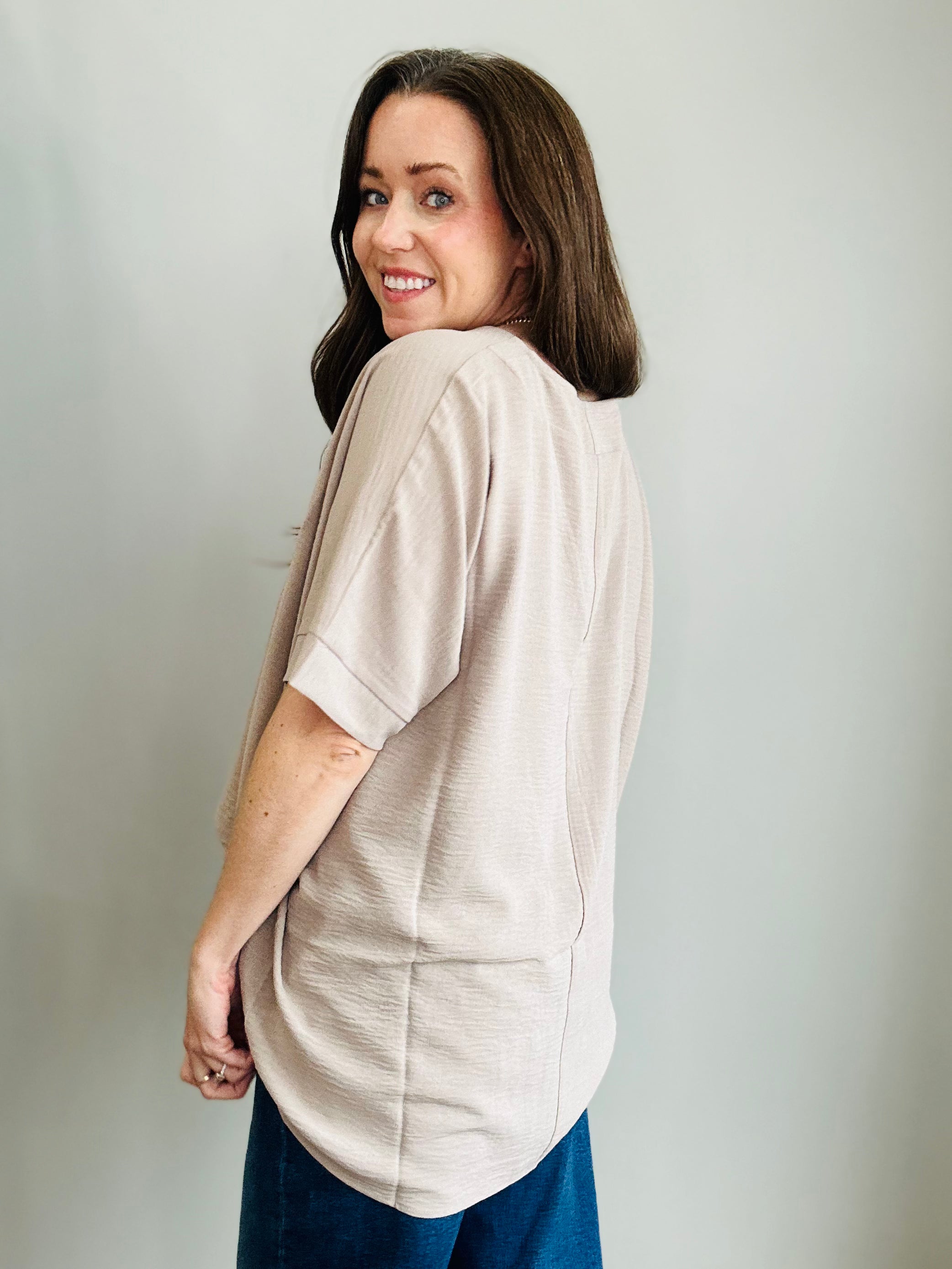 Elegant V-Neck Dolman Sleeve Top