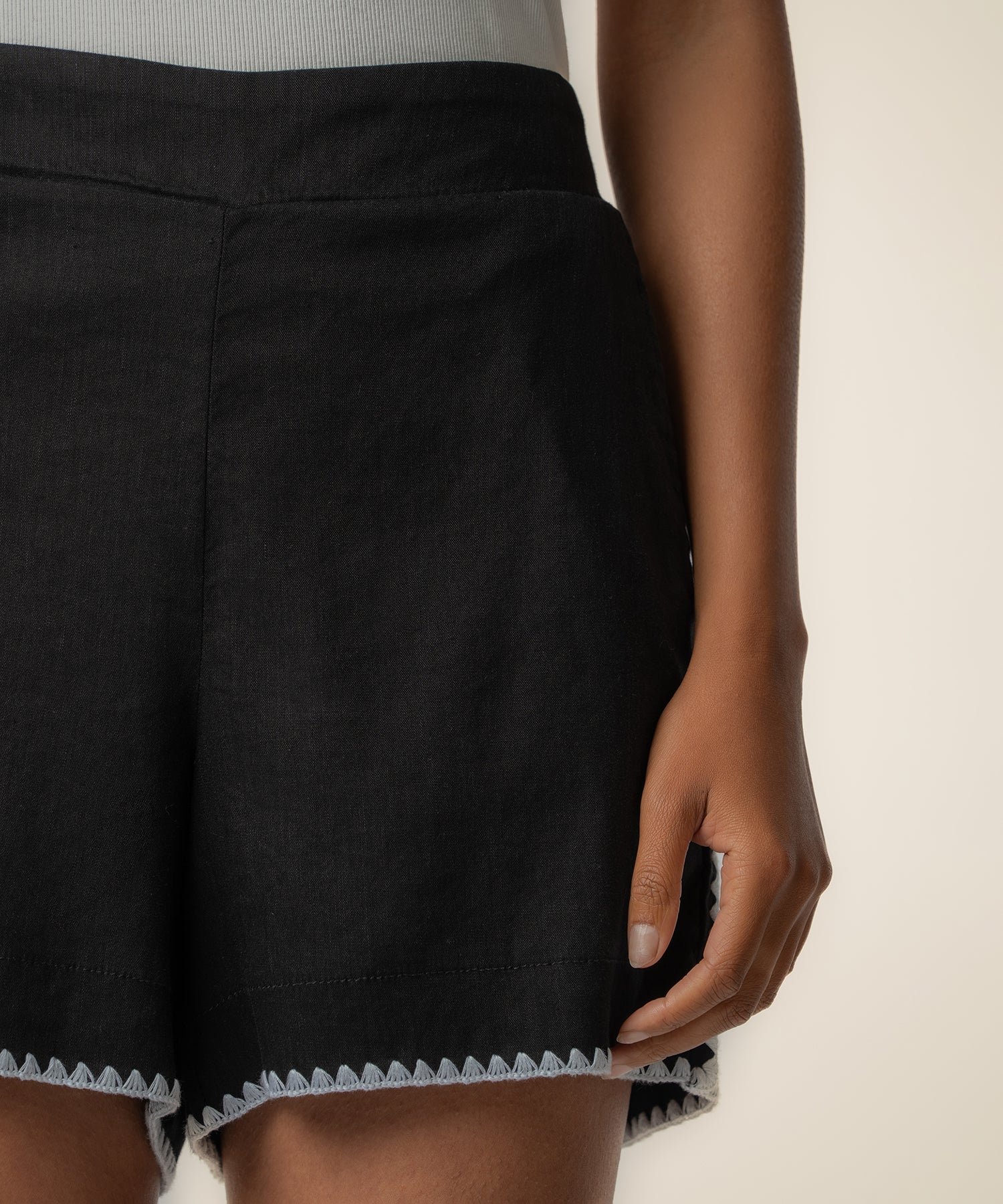 Nicolette Bermuda Short with Embroidered Detail