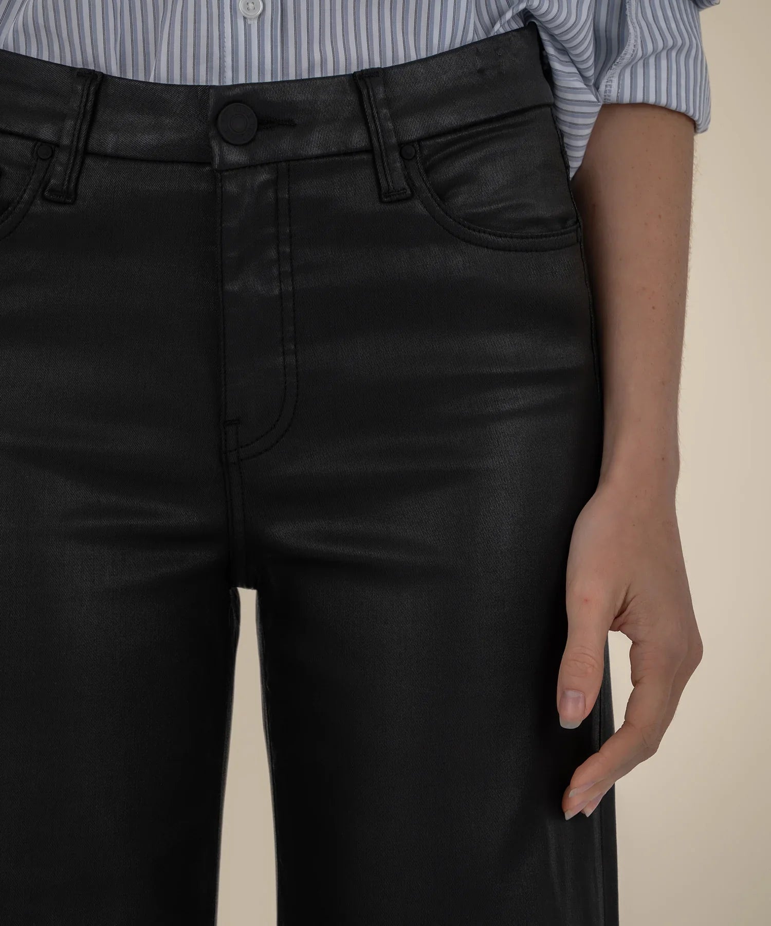 Meg Coated Wide-Leg Jeans | Fab Ab Front Pockets
