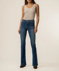 Natalie Mid Rise Flare in Champ Wash