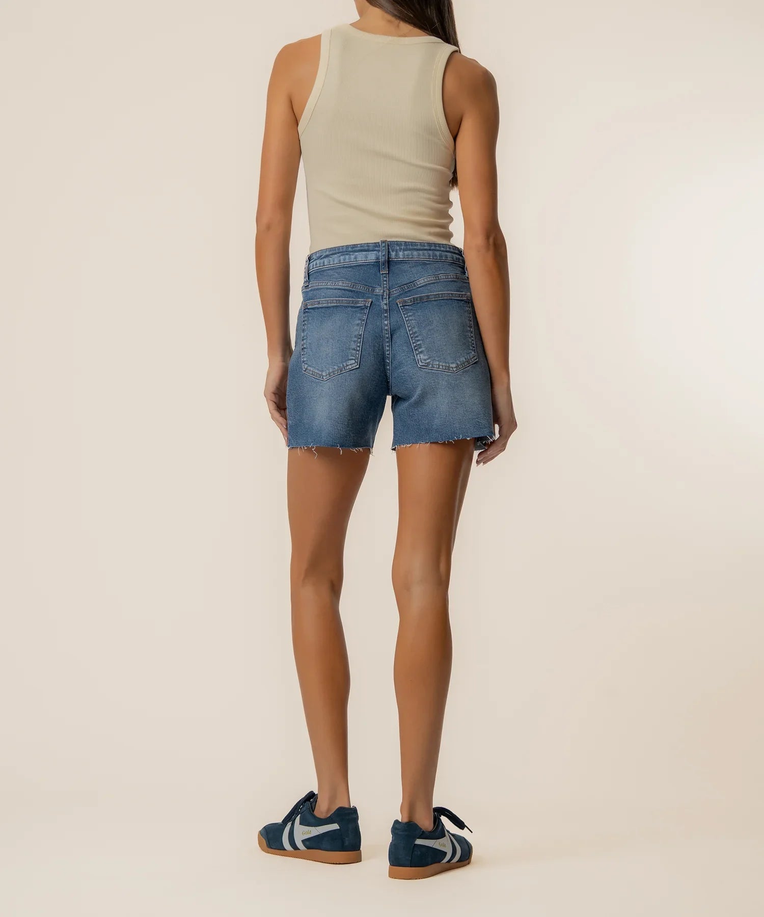 High-Rise Long Denim Shorts