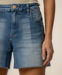 High-Rise Long Denim Shorts