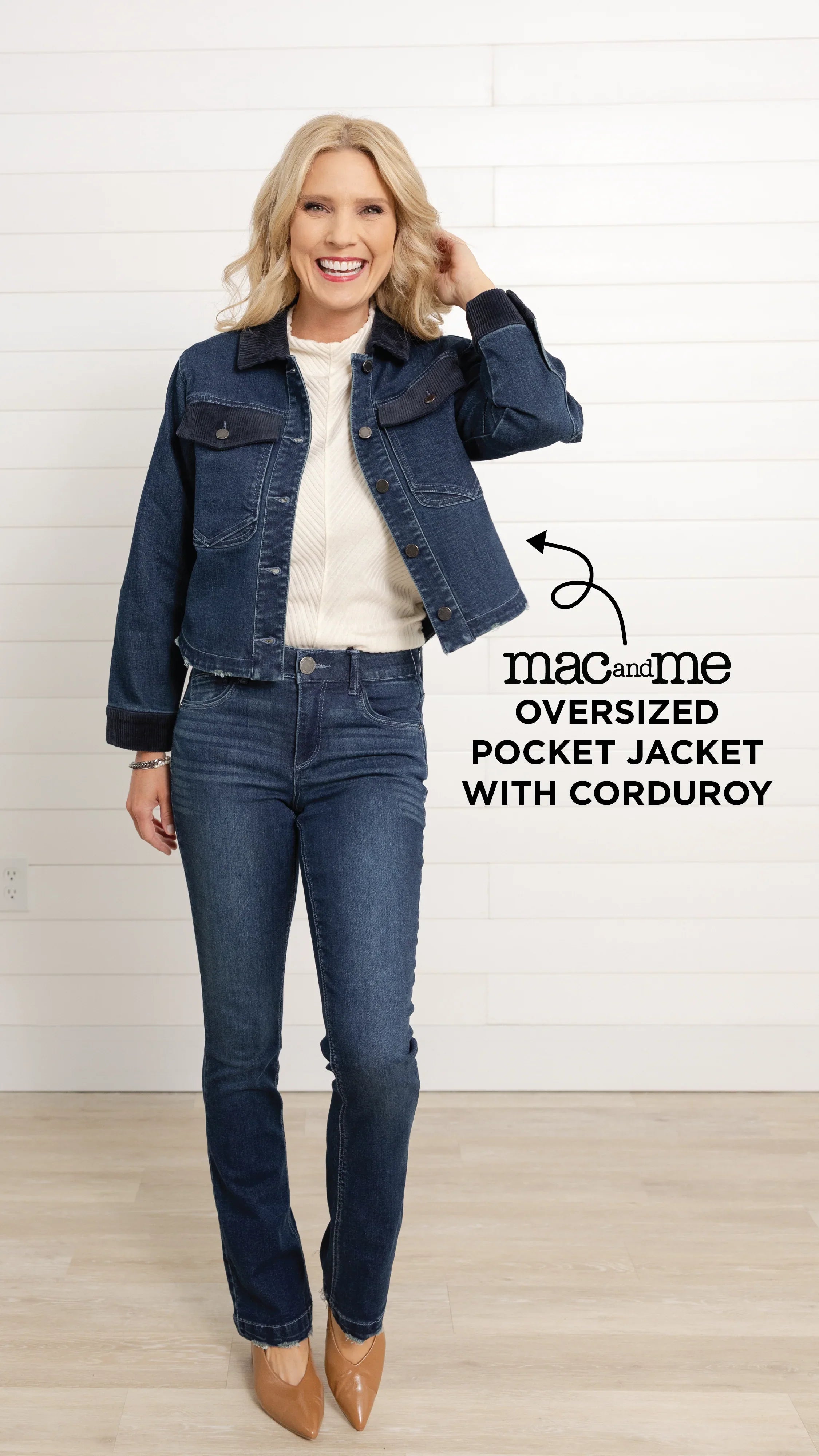 Mac and Me Corduroy Contrast Denim Jacket
