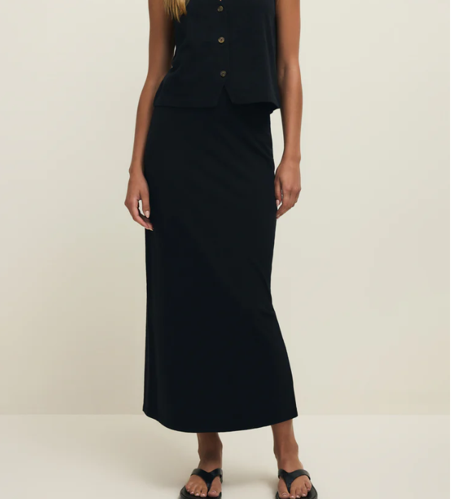 Gail Midi Skirt in True Black