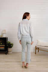 Mac and Me Kick Flare Bleached Denim with Center Seam